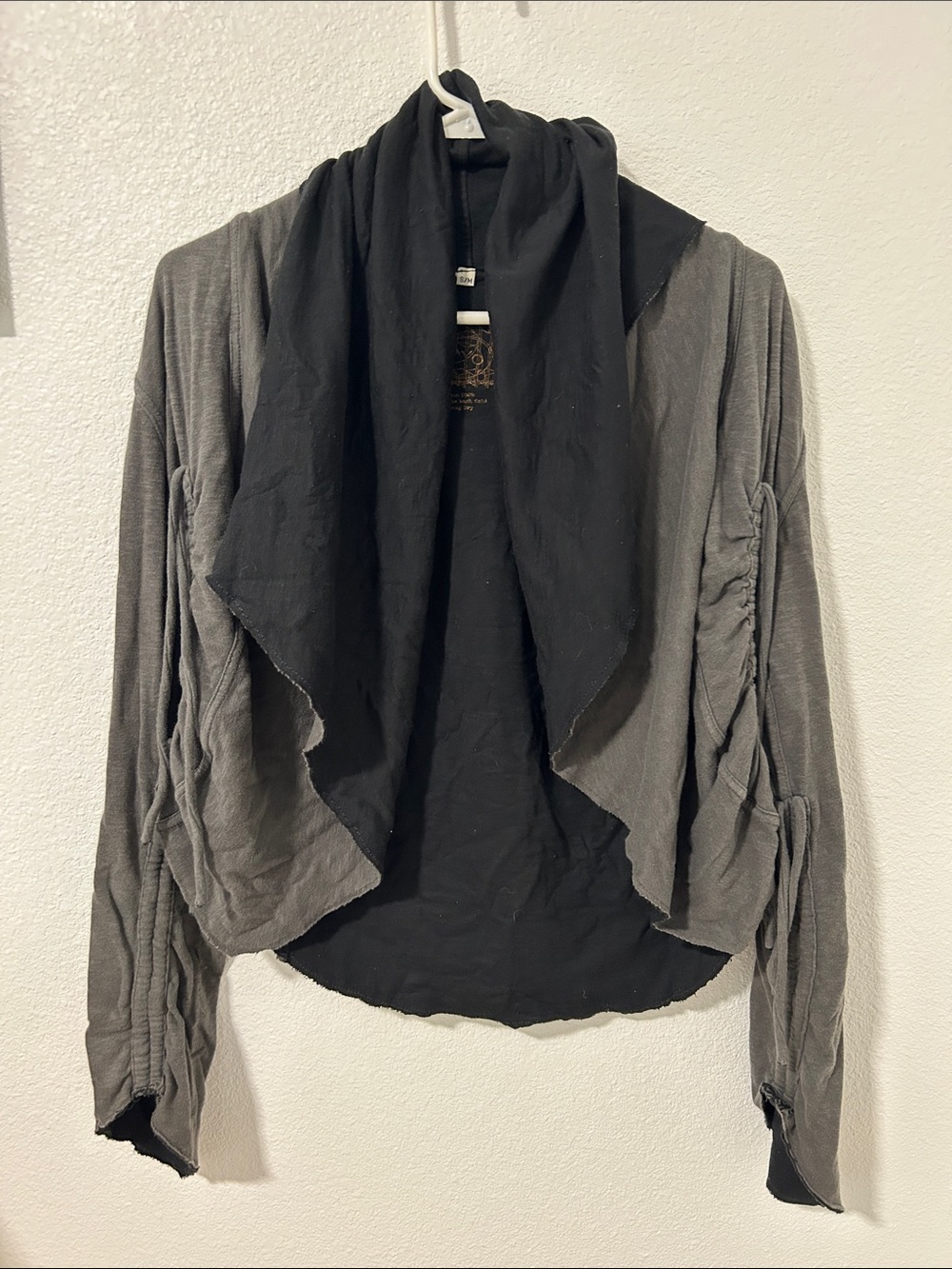 Draped Open-Front Women's Jacket - Black & Gray
